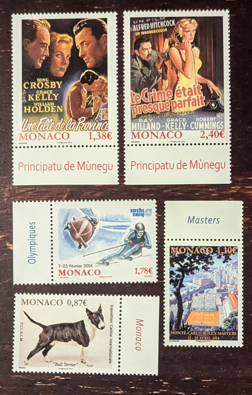 Lot 9 Monaco SC#2743-2748 2014 Posters for Movies Staring Grace Kelly - Int'l Dog Show Issues, 5 VFNH Singles, Click on Listing to See ALL Pictures, 2017 Scott Cat. $15.75