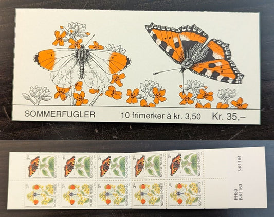 Lot 95 Norway SC#1034b 3.50k Multicolored 1993 Butterflies Issue, A VFNH Booklet Of 10, Click on Listing to See ALL Pictures, 2017 Scott Cat. $15