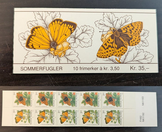 Lot 97 Norway SC#1052b 3.50k Multicolored 1994 Butterflies Issue, A VFNH Booklet Of 10, Click on Listing to See ALL Pictures, 2017 Scott Cat. $15