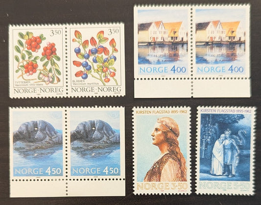 Lot 99 Norway SC#1086/1100 1995 Berries - Kirsten Flagstad Issues, 5 VFNH Singles & Pairs, Click on Listing to See ALL Pictures, 2017 Scott Cat. $13.75