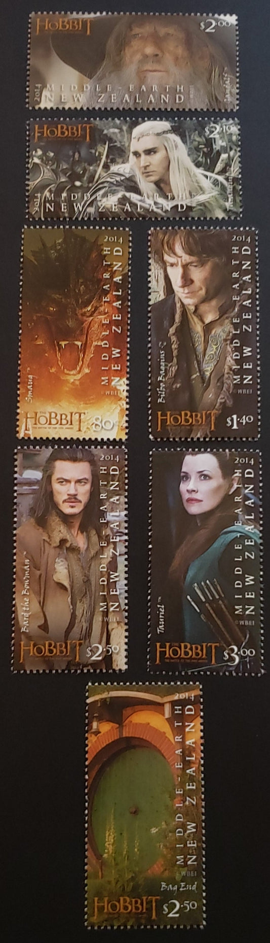 Lot 13 New Zealand SC#2555/2561 2014 The Hobbit Issue, 7 VFNH Singles, Click on Listing to See ALL Pictures, 2017 Scott Cat. $22.5