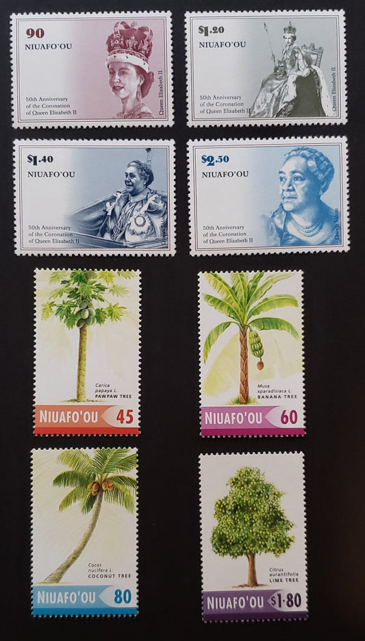 Lot 41 Niuafo'ou - Tonga SC#250/258 2003-2004 Coronation Of Queen Elizabeth II / Trees Issues, 8 VFNH Singles, Click on Listing to See ALL Pictures, 2017 Scott Cat. $14.5