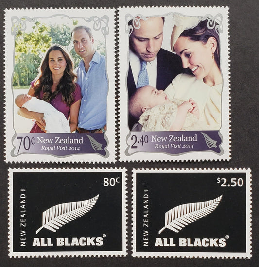 Lot 6 New Zealand SC#2517/2520 2014 Royal Visit / All Blacks Issues, 4 VFNH Singles, Click on Listing to See ALL Pictures, 2017 Scott Cat. $11.15