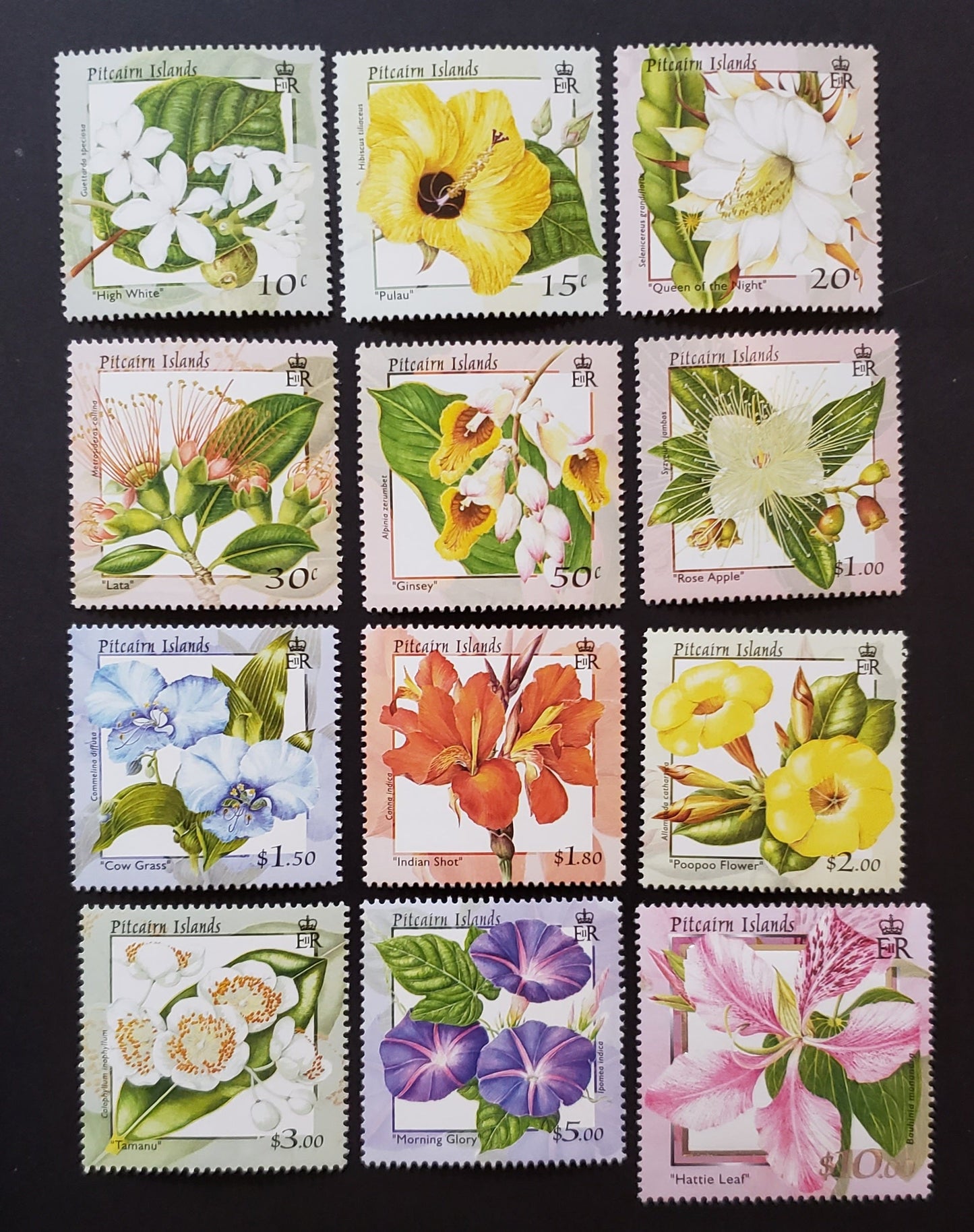 Lot 94 Pitcairn Islands SC#512/523 2000 Flowers Issue, 12 VFNH Singles, Click on Listing to See ALL Pictures, 2017 Scott Cat. $26.5