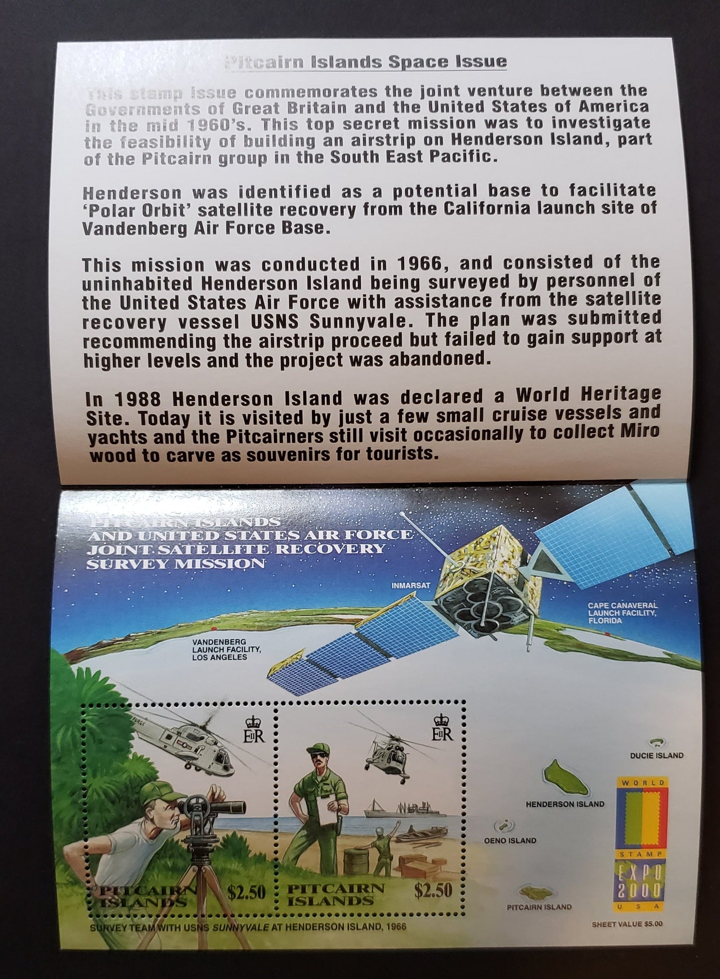 Lot 96 Pitcairn Islands SC#528/528 2000 Satellite Recovery Mission, A VFNH Souvenir Sheet, Click on Listing to See ALL Pictures, 2017 Scott Cat. $15