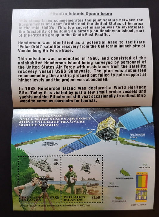 Lot 96 Pitcairn Islands SC#528/528 2000 Satellite Recovery Mission, A VFNH Souvenir Sheet, Click on Listing to See ALL Pictures, 2017 Scott Cat. $15