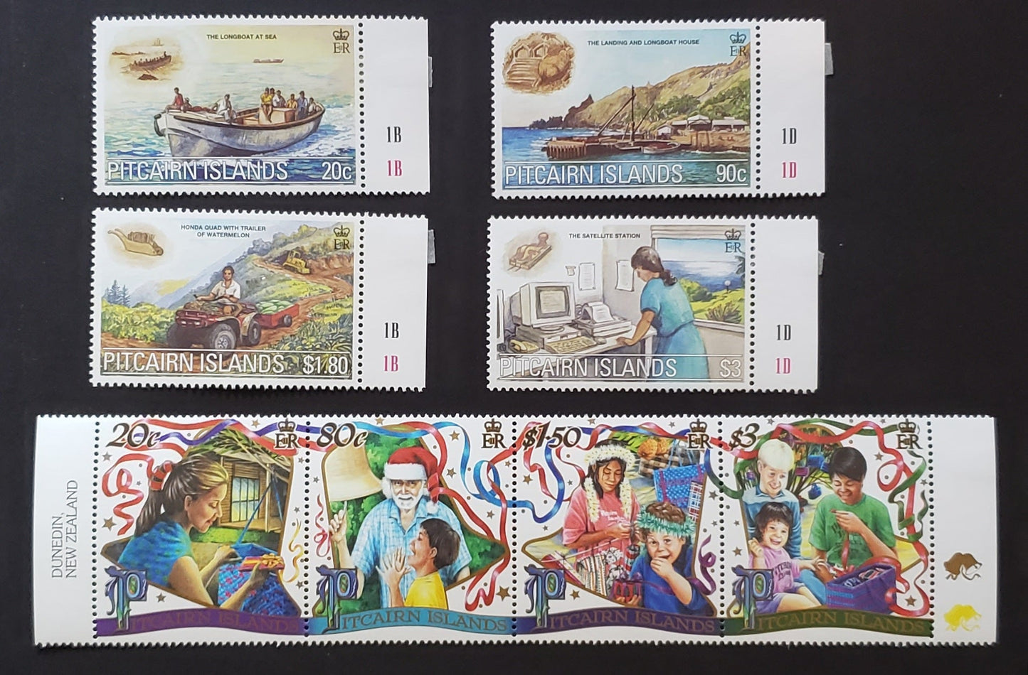 Lot 97 Pitcairn Islands SC#524/530 2000 Millenium / Christmas Issues, 4 VFNH Singles And A Strip Of 4, Click on Listing to See ALL Pictures, 2017 Scott Cat. $22