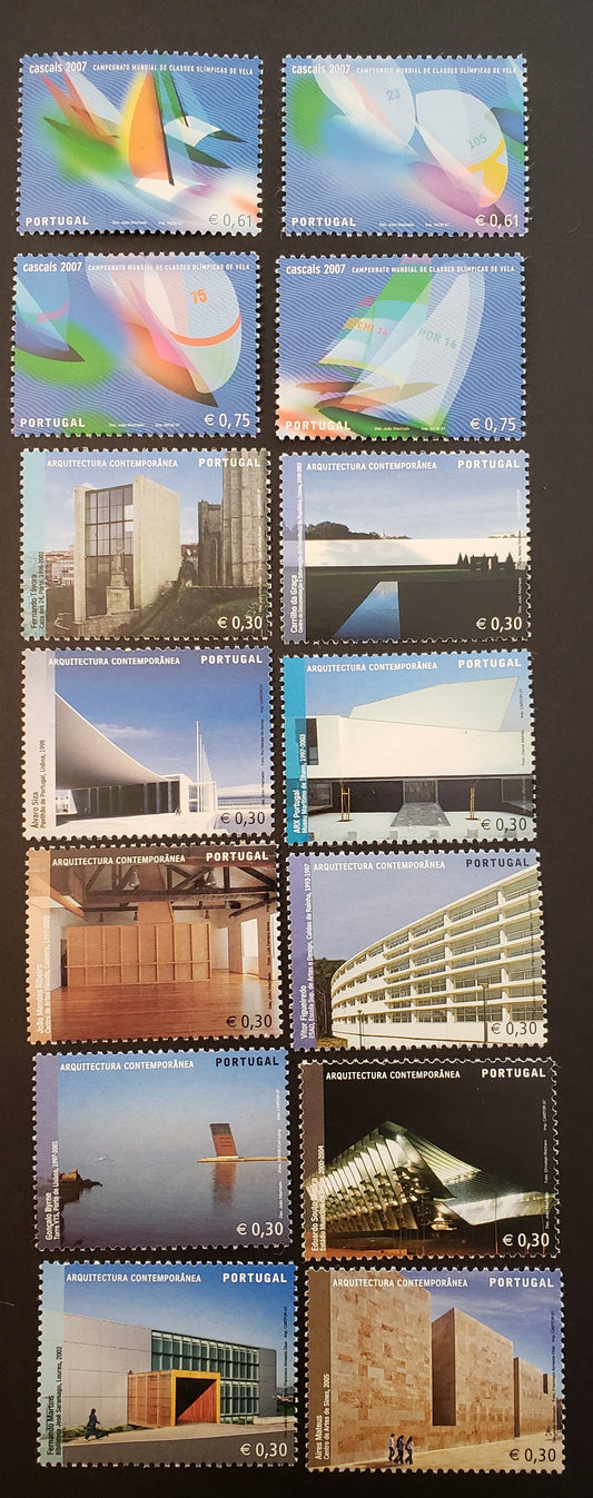 Lot 103 Portugal SC#2908/2922 2007 Modern Architecture / World Sailing Championships Issues, 14 VFNH Singles, Click on Listing to See ALL Pictures, 2017 Scott Cat. $18