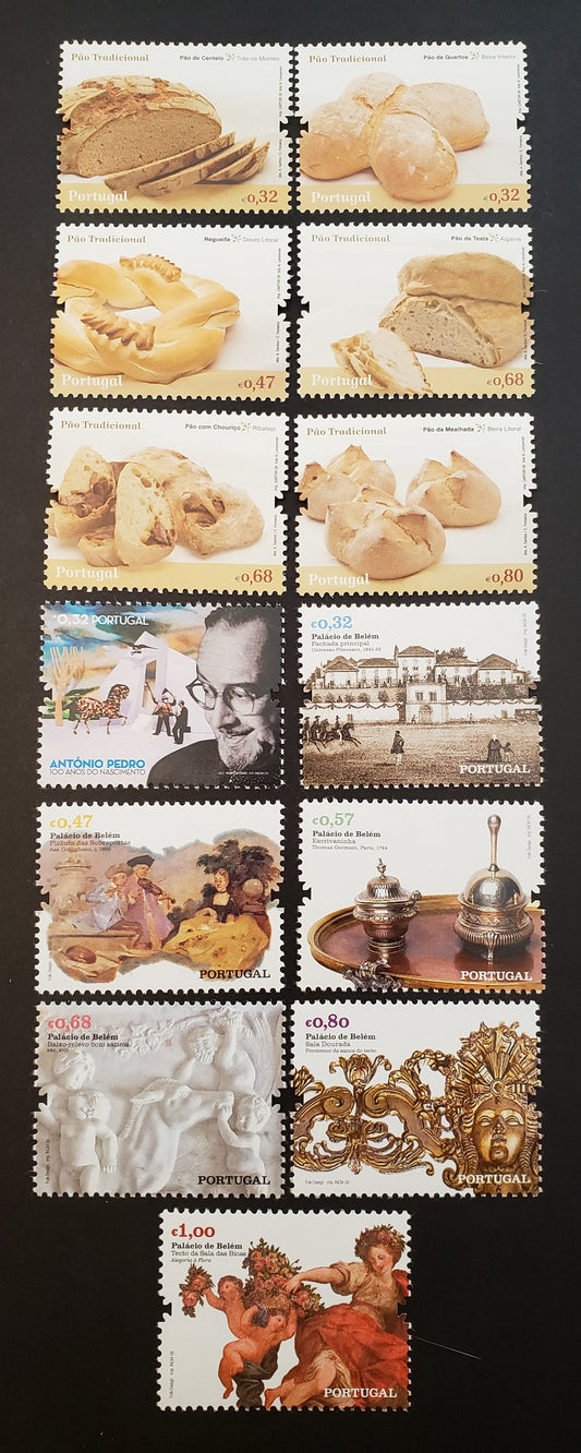 Lot 121 Portugal SC#3138/3153 2009 Traditional Breads / Belem Palace Issues, 13 VFNH Singles, Click on Listing to See ALL Pictures, 2017 Scott Cat. $21.7