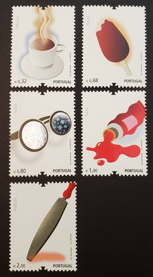 Lot 122 Portugal SC#3157/3161 2009 The Senses Issue, 5 VFNH Singles, Click on Listing to See ALL Pictures, 2017 Scott Cat. $14.35