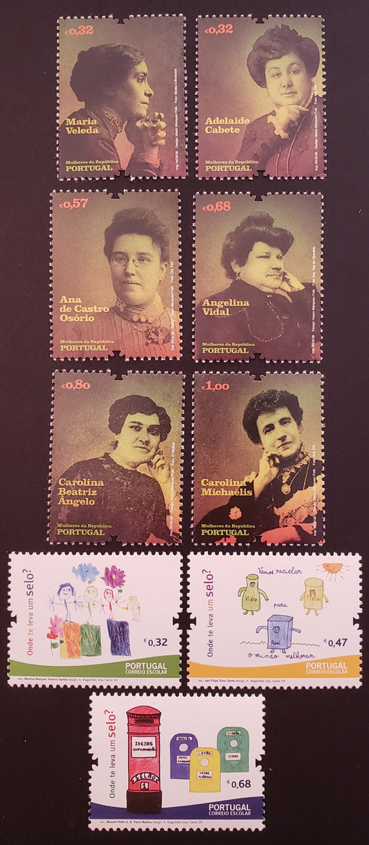 Lot 123 Portugal SC#3163/3172 2009 Famous Women / School Correspondence Issues, 9 VFNH Singles, Click on Listing to See ALL Pictures, 2017 Scott Cat. $15.5