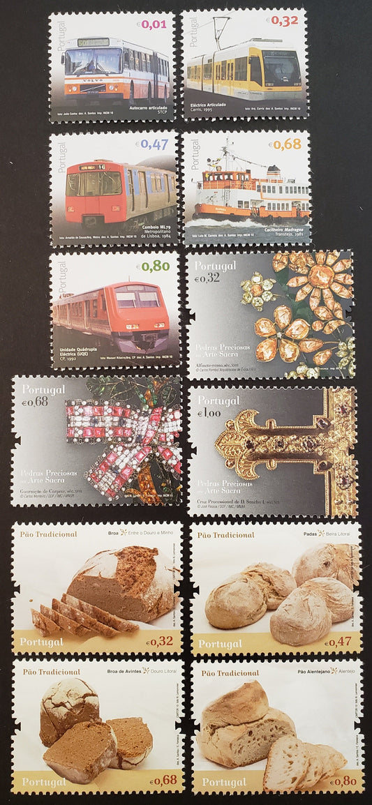 Lot 125 Portugal SC#3184/3204 2010 Urban Transportation Of The 1970's To 1990's / Breads Issues, 12 VFNH Singles, Click on Listing to See ALL Pictures, 2017 Scott Cat. $18.3