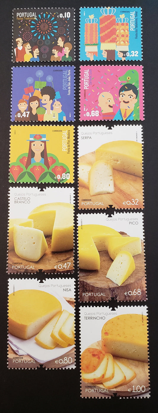 Lot 131 Portugal SC#3277/3286 2011 Traditional Portuguese Festivals / Cheeses Issues, 10 VFNH Singles, Click on Listing to See ALL Pictures, 2017 Scott Cat. $16