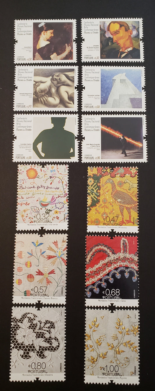 Lot 134 Portugal SC#3316/3331 2011 Museum Of Contemporary Art, Lisbon Cent. / Embroidery Issues, 12 VFNH Singles, Click on Listing to See ALL Pictures, 2017 Scott Cat. $20.5