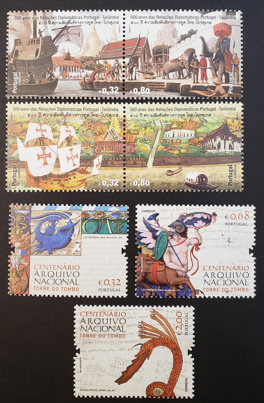 Lot 135 Portugal SC#3334/4448 2011 Diplomatic Relations Between Thailand And Portugal / Historical Documents Issues, 3 VFNH Singles And 2 Pairs, Click on Listing to See ALL Pictures, 2017 Scott Cat. $15.25