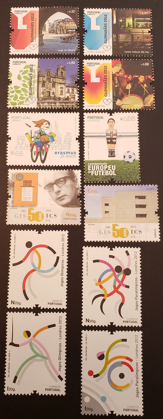 Lot 141 Portugal SC#3393/3419 2012 Guimares , 2012 European Capital Of Culture / 2012 Olympics Issues, 12 VFNH Singles, Click on Listing to See ALL Pictures, 2017 Scott Cat. $17.2