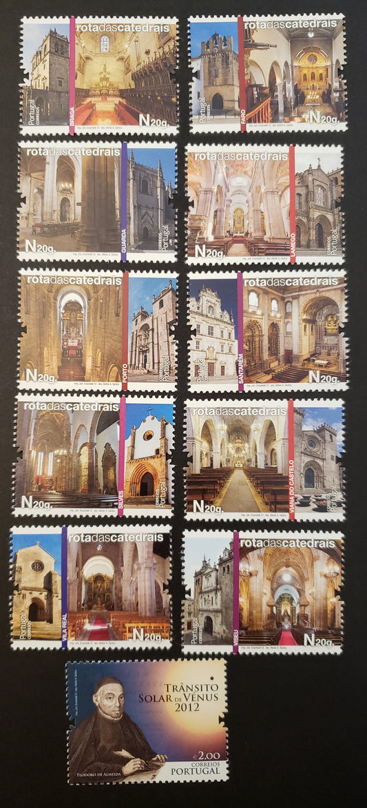 Lot 142 Portugal SC#3402/3420 2012 Cathedrals / Transit To Venus Issues, 11 VFNH Singles, Click on Listing to See ALL Pictures, 2017 Scott Cat. $13