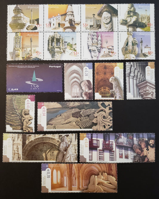 Lot 68 Portugal SC#2443/2518 2002 Pillars / UNESCO Issues, A VFNH Block Of 8 And 9 Singles, Click on Listing to See ALL Pictures, 2017 Scott Cat. $18.5