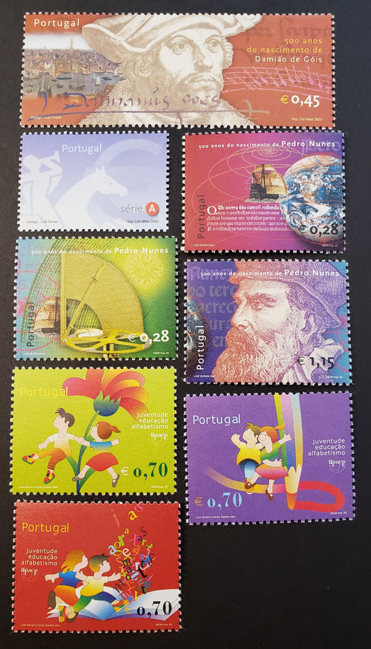 Lot 70 Portugal SC#2463/2479 2002 Postrider / Youth Education And Literacy Issues, 8 VFNH Singles, Click on Listing to See ALL Pictures, 2017 Scott Cat. $13.75