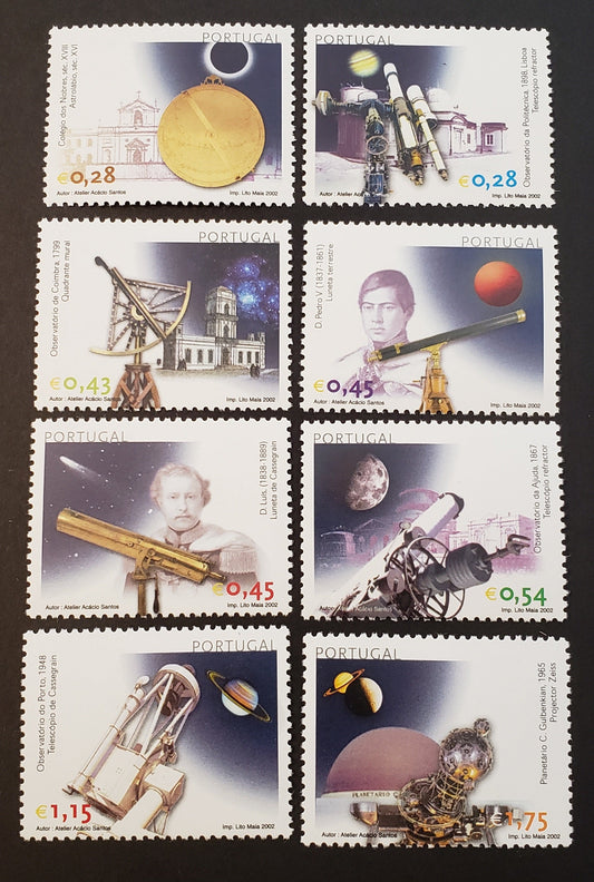 Lot 71 Portugal SC#2480/2487 2002 Astronomy Issue, 8 VFNH Singles, Click on Listing to See ALL Pictures, 2017 Scott Cat. $15