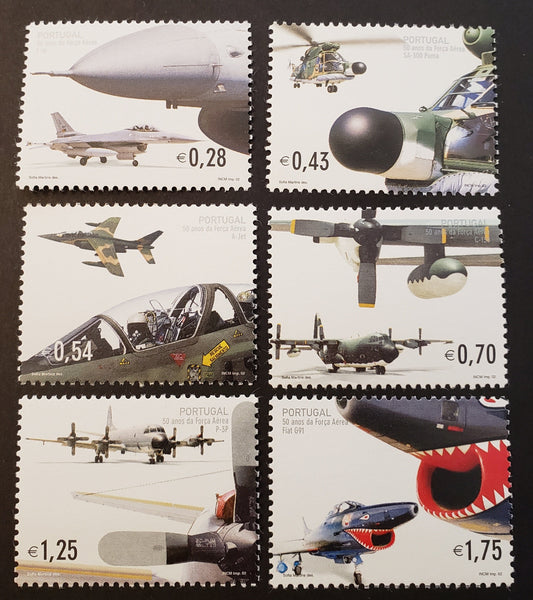 Lot 72 Portugal SC#2491/2496 2002 Air Force 50th Anniv. Issue, 6 VFNH Singles, Click on Listing to See ALL Pictures, 2017 Scott Cat. $15