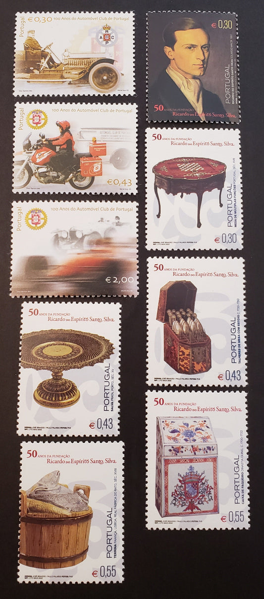 Lot 76 Portugal SC#2565/2573 2003 Portuguese Automobile Club / Silva Foundation Issues, 9 VFNH Singles, Click on Listing to See ALL Pictures, 2017 Scott Cat. $15