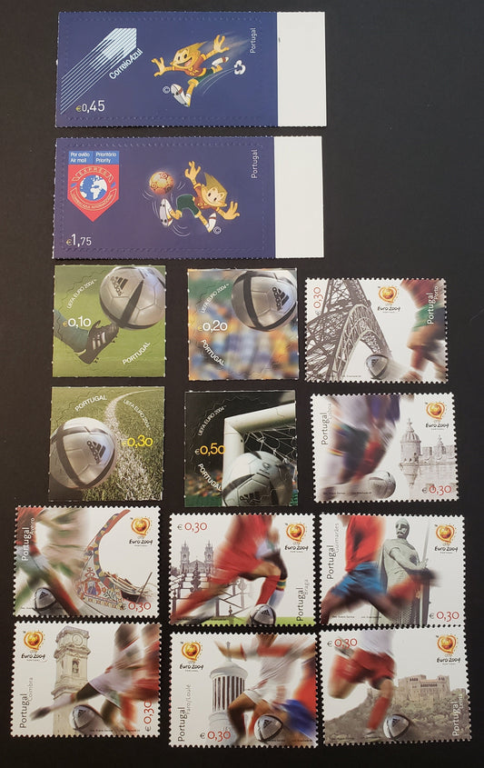 Lot 80 Portugal SC#2605/2636 2004 Mascot Of European Soccer Championships / 2004 European Soccer Championships Issues, 14 VFNH Singles, Click on Listing to See ALL Pictures, 2017 Scott Cat. $16