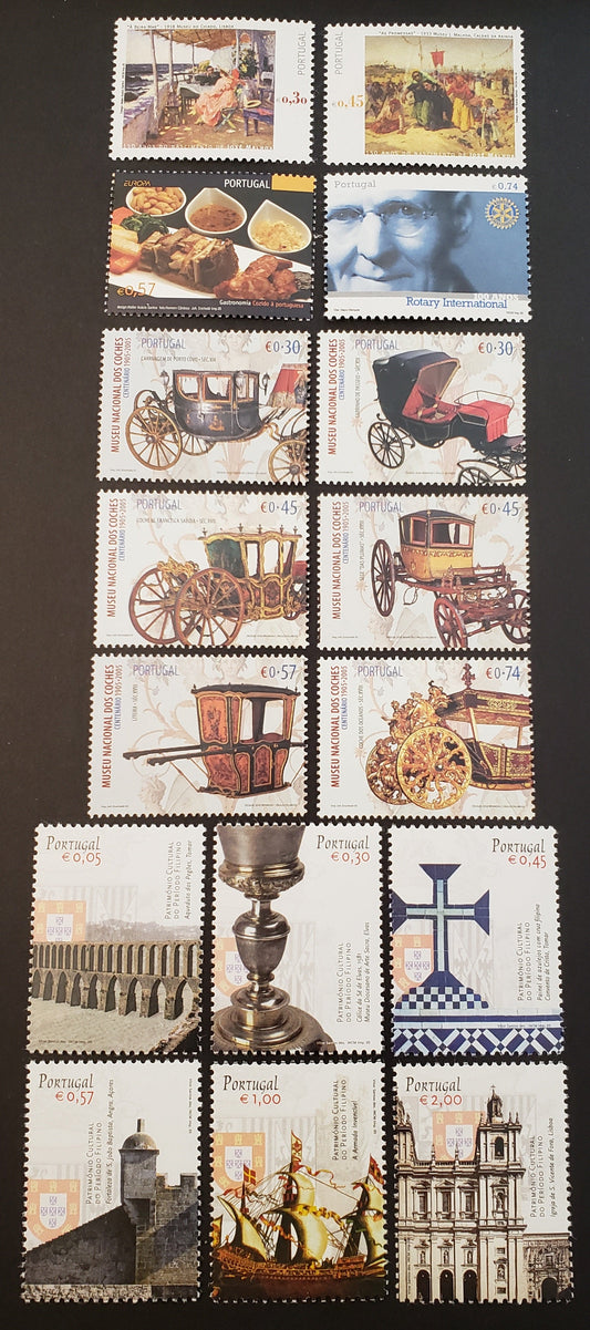 Lot 89 Portugal SC#2706/2725 2005 Paintings By Jose Malhoa / Era Of Kings Philip I & II Issues, 16 VFNH Singles, Click on Listing to See ALL Pictures, 2017 Scott Cat. $23.4