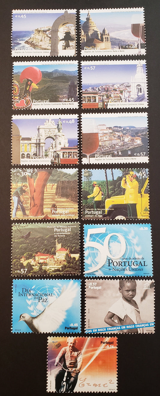 Lot 91 Portugal SC#2744/2757 2005 Tourism / Intl. Year Of Physics Issues, 13 VFNH Singles, Click on Listing to See ALL Pictures, 2017 Scott Cat. $15.9