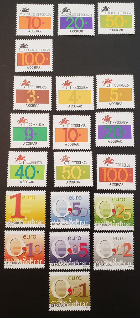 Lot 94 Portugal SC#J85/J105 1992-2002 Postage Due Stamps, 20 VFNH Singles, Click on Listing to See ALL Pictures, 2017 Scott Cat. $10.5