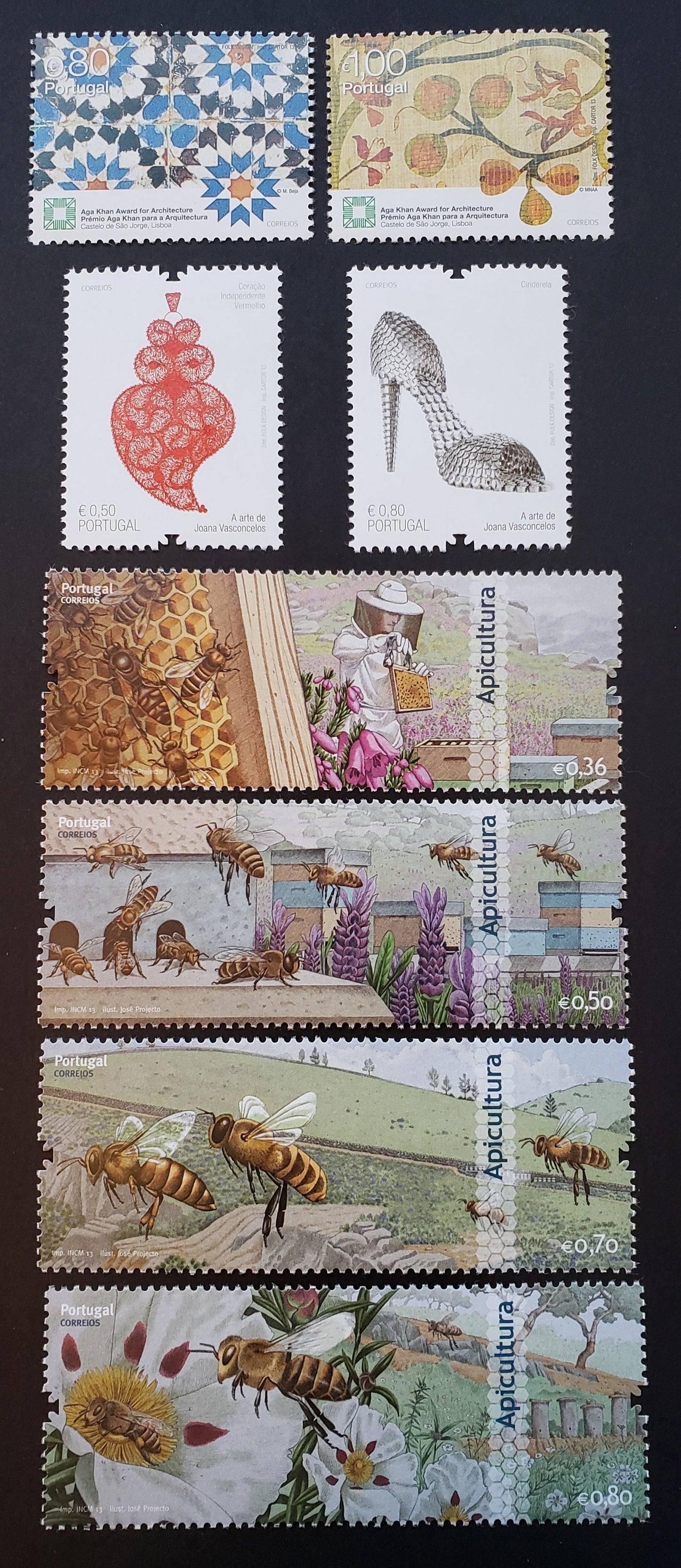 Lot 5 Portugal SC#3545/3553 2013 Presentation Of 12th Aga Khan Awards / Apiculture Issues, 8 VFNH Singles, Click on Listing to See ALL Pictures, 2017 Scott Cat. $14.75