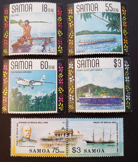 Lot 89 Samoa SC#769/774a 1990 Local Transport / Otto Von Bismark Issue, 4 VFNH Singles And 1 Pair, Click on Listing to See ALL Pictures, 2017 Scott Cat. $19.3