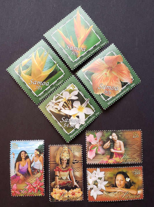 Lot 99 Samoa SC#1049/1065 2004 Flowers / Women And Flowers Issues, 8 VFNH Singles, Click on Listing to See ALL Pictures, 2017 Scott Cat. $13