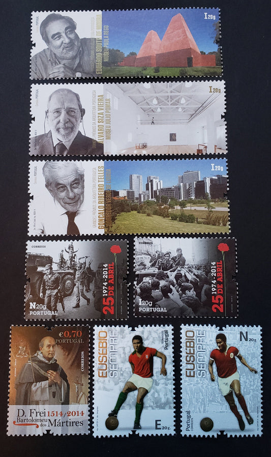 Lot 9 Portugal SC#3586/3596 2014 Architects And Their Buildings Issue, 8 VFNH Singles, Click on Listing to See ALL Pictures, 2017 Scott Cat. $15.5