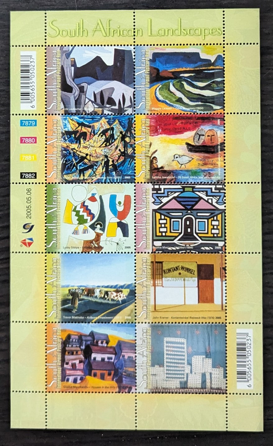 Lot 112 South Africa SC#C62 2005 Art Issue, A VFNH Sheet of 10, Click on Listing to See ALL Pictures, 2017 Scott Cat. $13.5