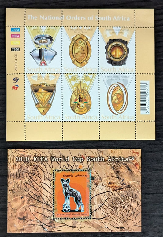 Lot 115 South Africa SC#C61/C76 2005-2006 National Orders - World Cup Soccer Championships, South Africa Issues, 2 VFNH Souvenir Sheets, Click on Listing to See ALL Pictures, 2017 Scott Cat. $10.4