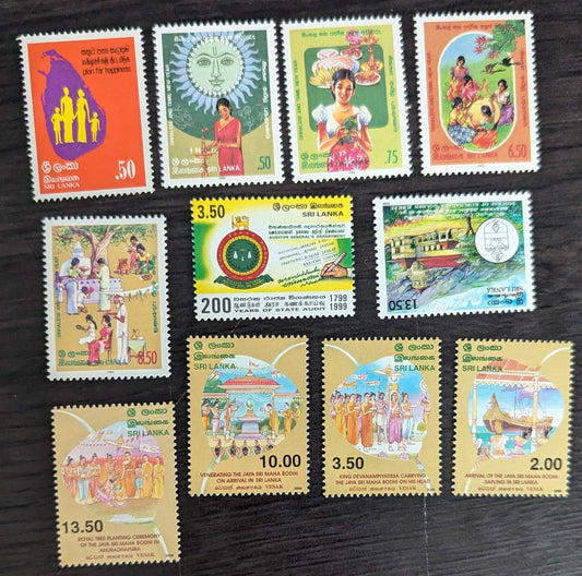 Lot 118 Sri Lanka SC#616/1301 1981-2000 Family Planning - Vesak Festival Issues, 11 VFNH/OG Singles, Click on Listing to See ALL Pictures, 2017 Scott Cat. $8.1