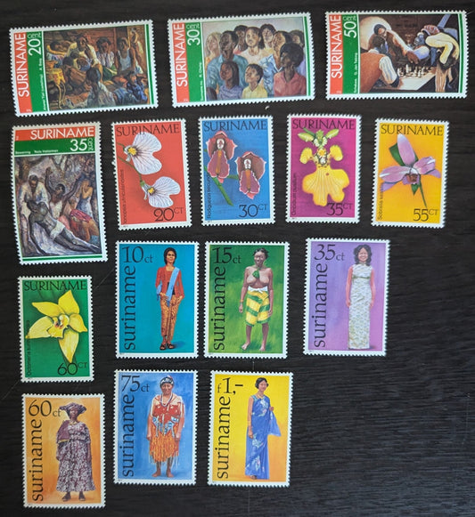 Lot 134 Surinam SC#454/470 1976-1977 The Story of Anasi Tori - Surinamese Women's Costumes Issues, 15 VFNH/OG Singles, 2017 Scott Cat. $12.5