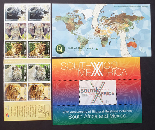 Lot 166 South Africa SC#1492/C123a 2013-2014 Gift Of The Givers Foundation / Big Game Animals Issues, A VFNH Booklet Of 10 And 2 Souvenir Sheets, Click on Listing to See ALL Pictures, 2017 Scott Classic Cat. $14.9