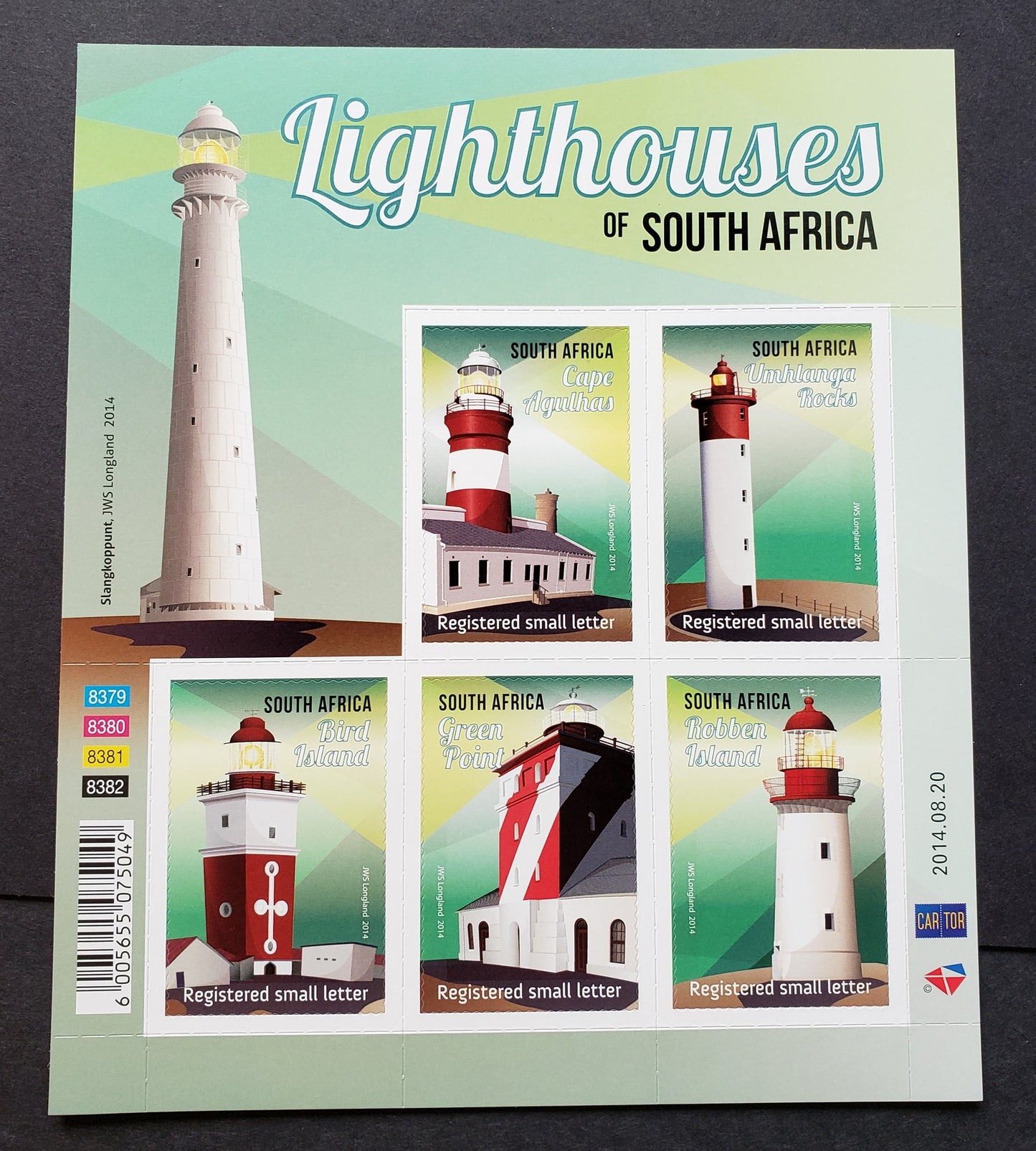 Lot 171 South Africa SC#F3/F3 2014 Lighthouses, A VFNH Sheet Of 5, Click on Listing to See ALL Pictures, 2017 Scott Classic Cat. $20