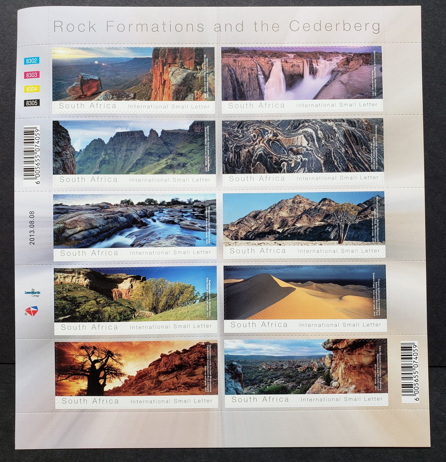 Lot 173 South Africa SC#1497/1497 2013 Rock Formations Issue, A VFNH Sheet Of 10, Click on Listing to See ALL Pictures, 2017 Scott Classic Cat. $14