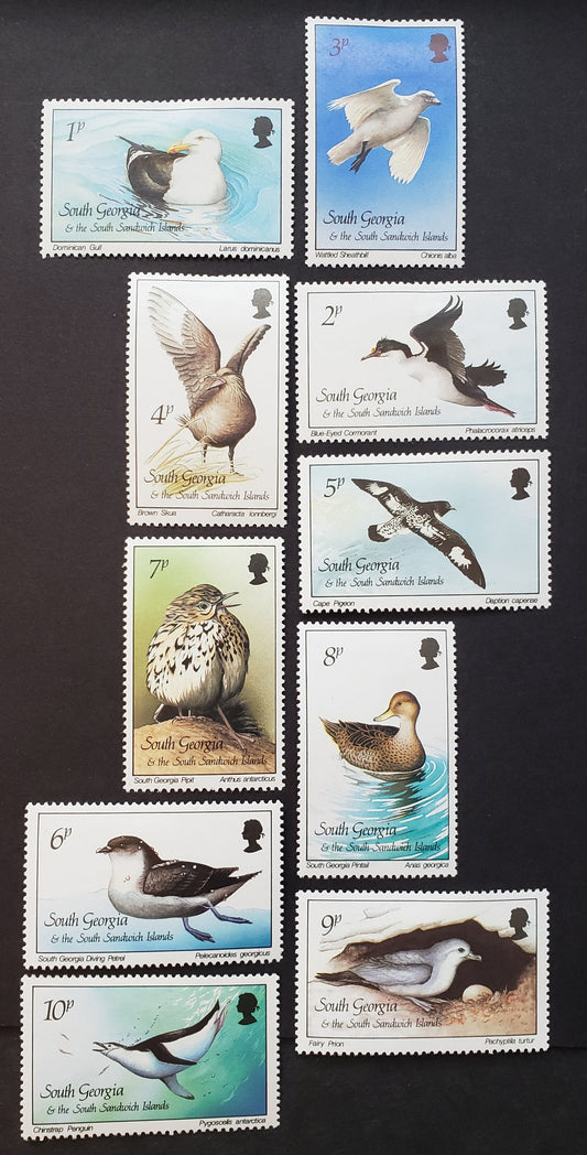 Lot 178 South Georgia SC#109/118 1987 Birds Issue, 10 VFOG Singles, Click on Listing to See ALL Pictures, 2017 Scott Classic Cat. $20.75