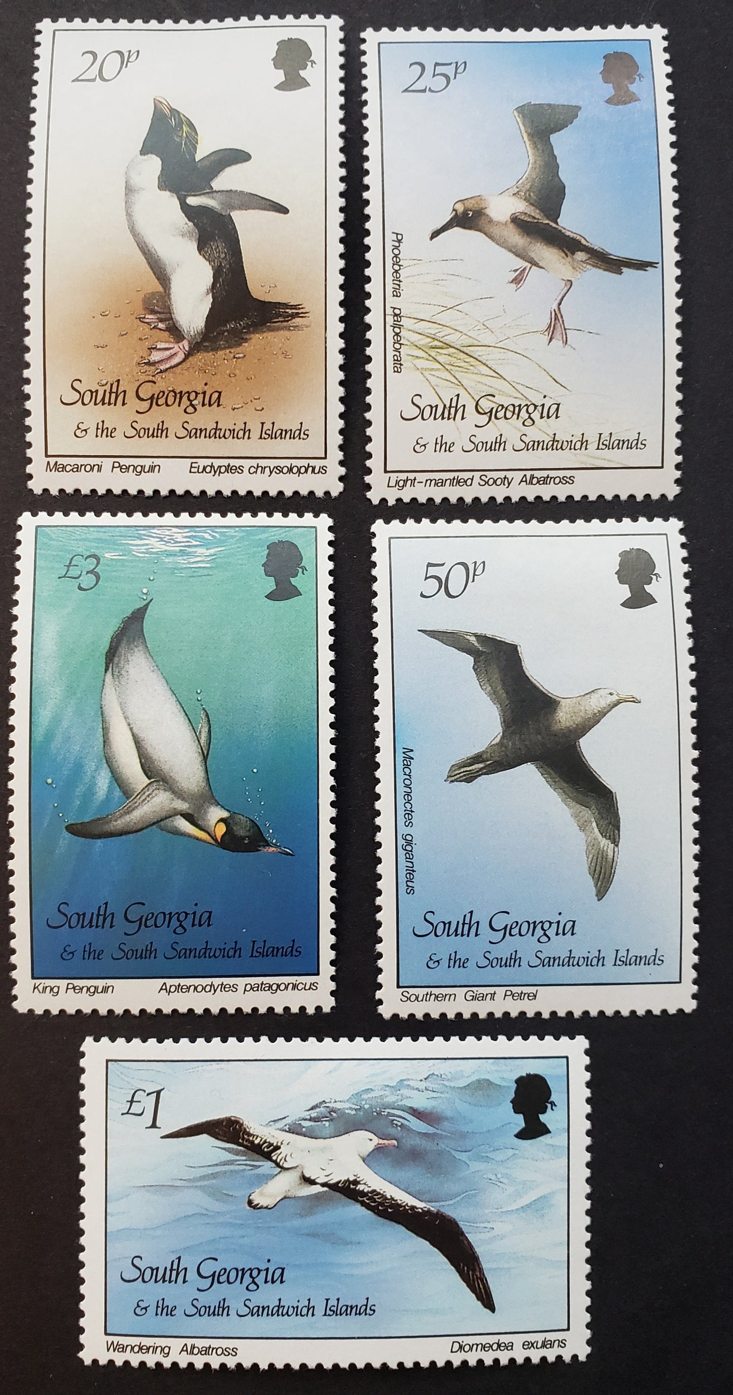 Lot 179 South Georgia SC#119/123 1987 Birds Issue, 5 VFOG Singles, Click on Listing to See ALL Pictures, 2017 Scott Classic Cat. $19.5