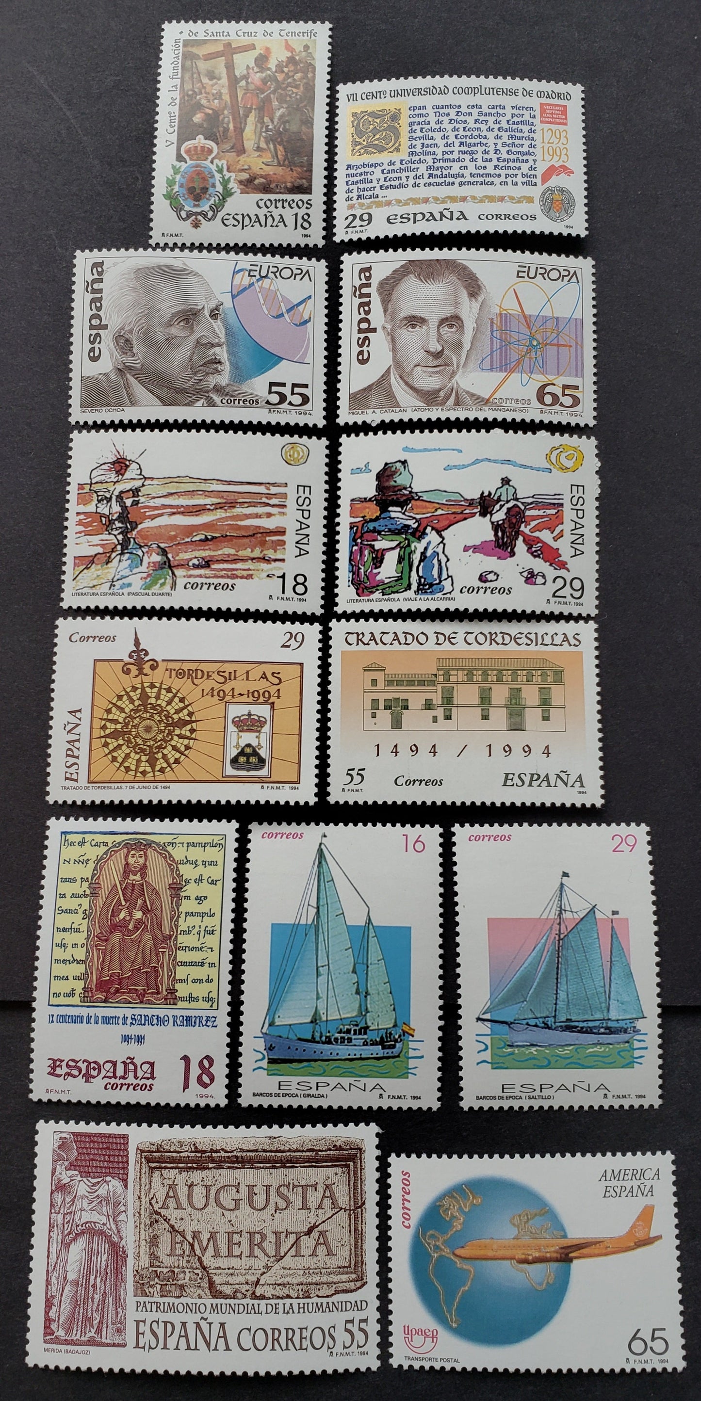 Lot 189 Spain SC#2776/2793 1994 Santa Cruz de Tenerife / Postal Transportation Issues, 13 VFNH Singles, Click on Listing to See ALL Pictures, 2017 Scott Classic Cat. $6.5