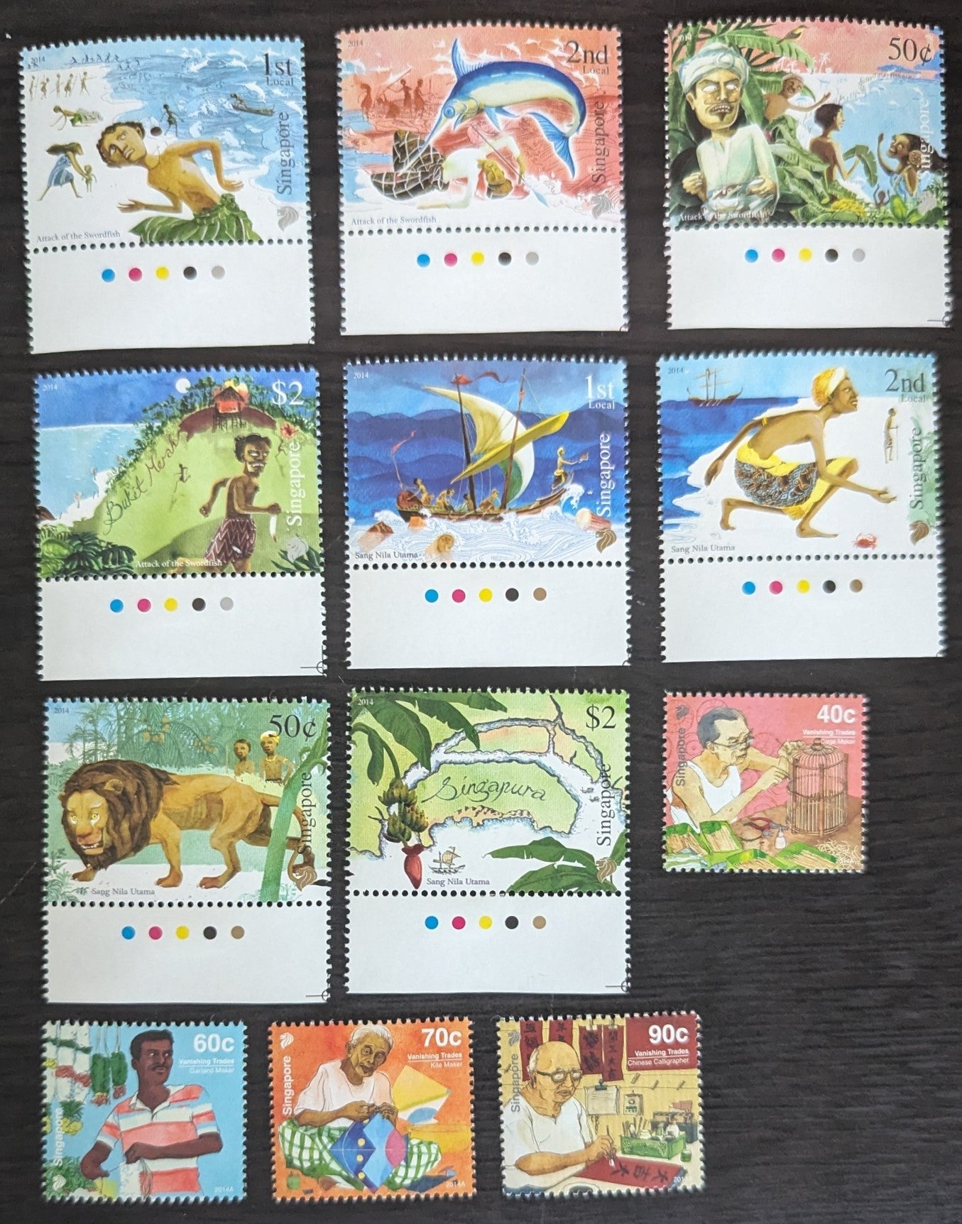 Lot 18 Singapore SC#1693/1711 2014 Myths & Legends - Vanishing Trades Issues, 12 VFNH Singles, Click on Listing to See ALL Pictures, 2017 Scott Cat. $13.8