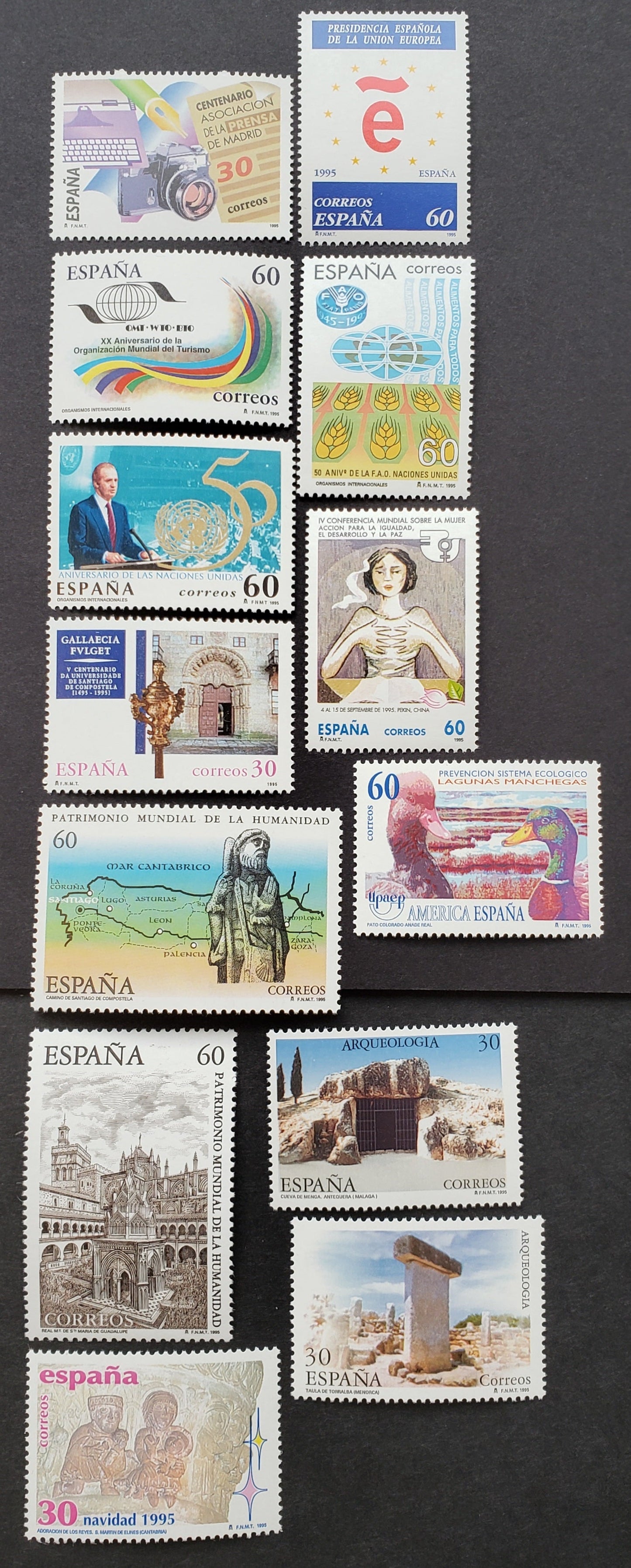 Lot 193 Spain SC#2821/2837 1995 Press Assoc. Of Madrid / Christmas Issues, 13 VFNH Singles, Click on Listing to See ALL Pictures, 2017 Scott Classic Cat. $9.75