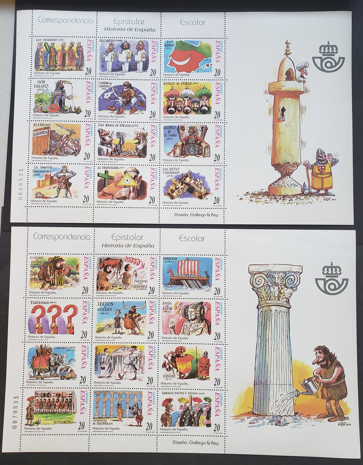 Lot 216 Spain SC#3053/3054 2000 Letter Writing Issue, 2 VFNH Sheets Of 12, Click on Listing to See ALL Pictures, 2017 Scott Classic Cat. $5