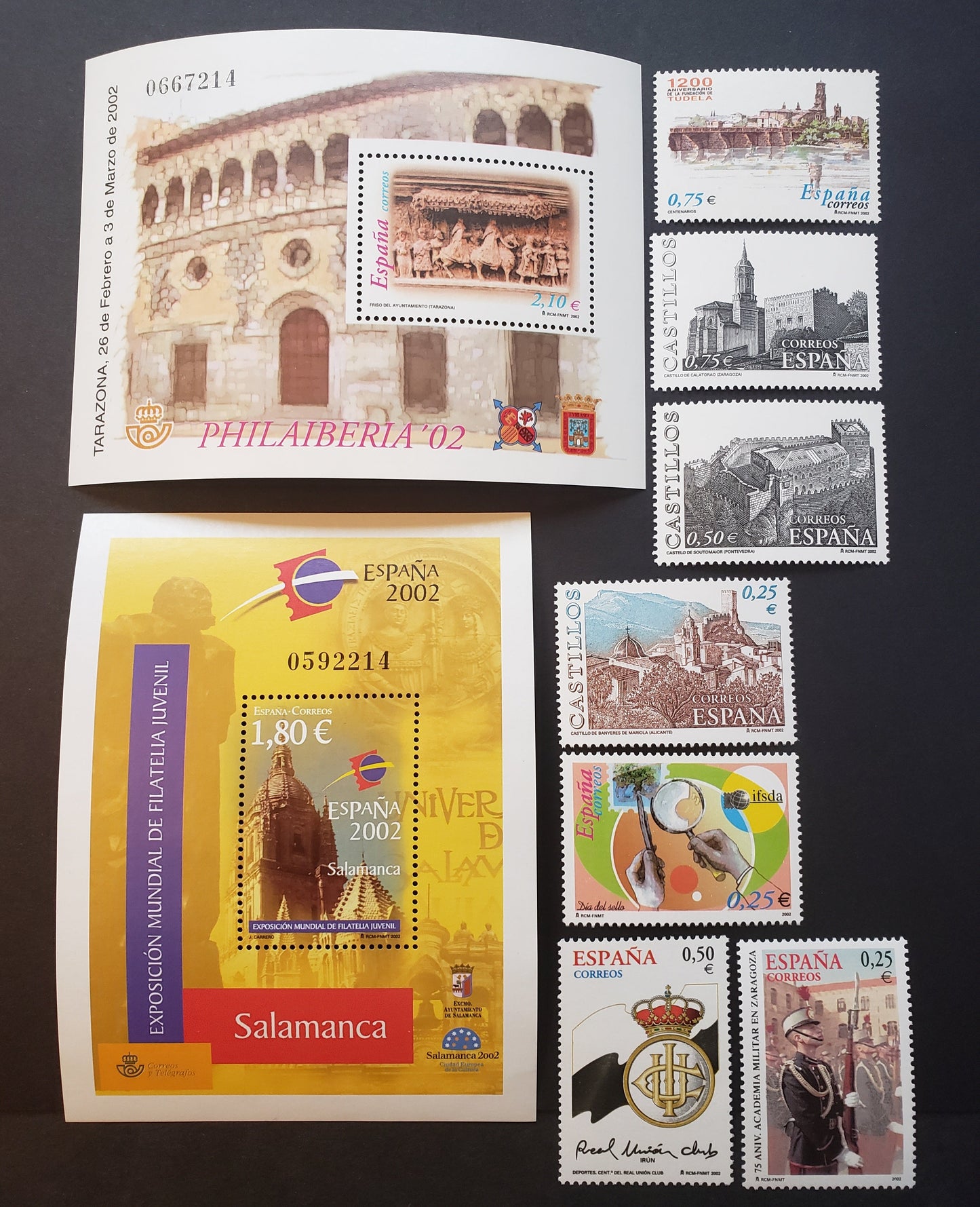 Lot 225 Spain SC#3147/3161 2002 Espana 2000 Youth Philatelic Exhibition / Tudela Issues, 7 VFNH Singles And 2 Souvenir Sheets, Click on Listing to See ALL Pictures, 2017 Scott Classic Cat. $18.35