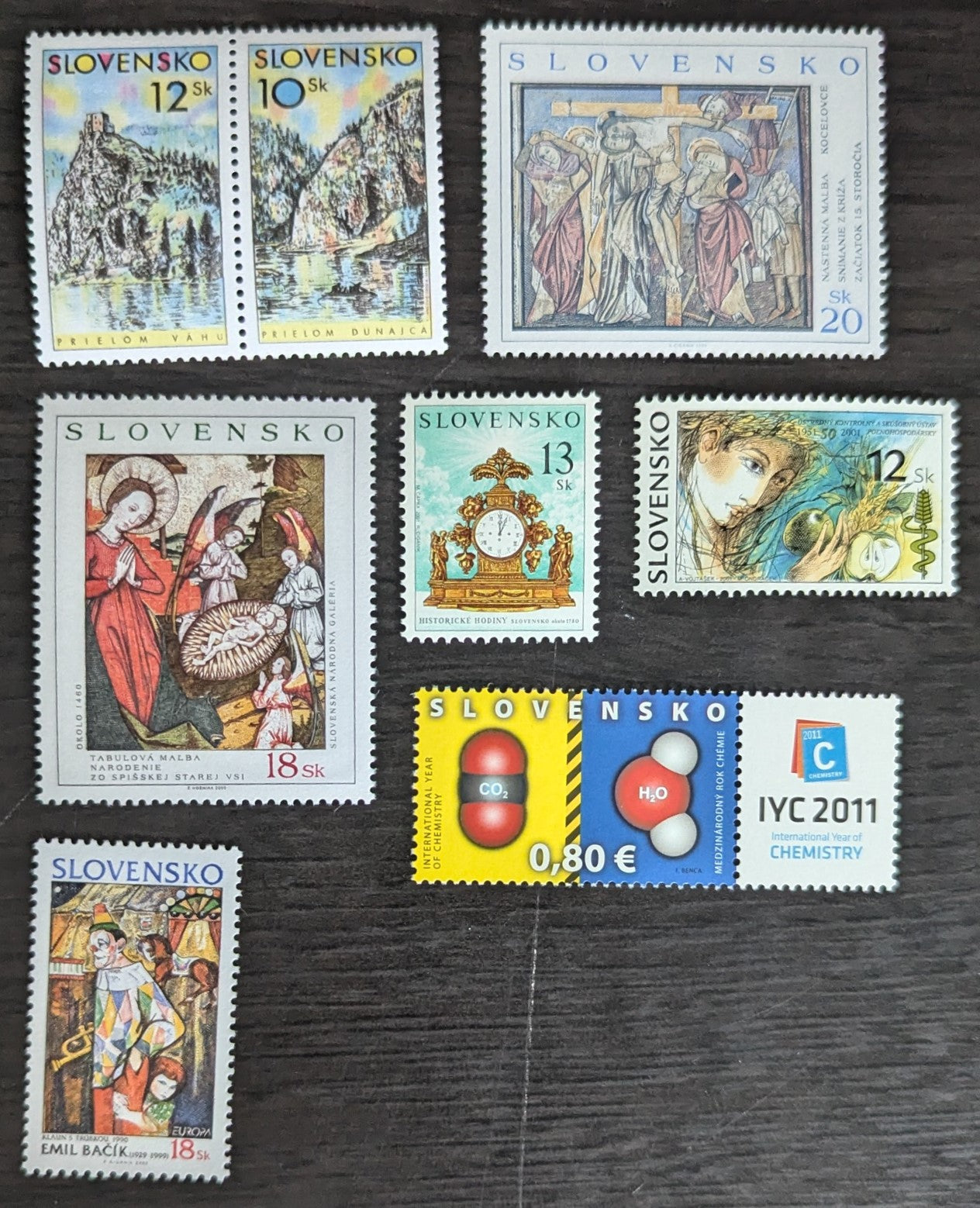 Lot 22 Slovakia SC#347/609 2000-2011 Rivers & Gaps - Int'l Year Of Chemistry Issues, 7 VFNH Singles & Single+Label, Click on Listing to See ALL Pictures, 2017 Scott Cat. $11.6