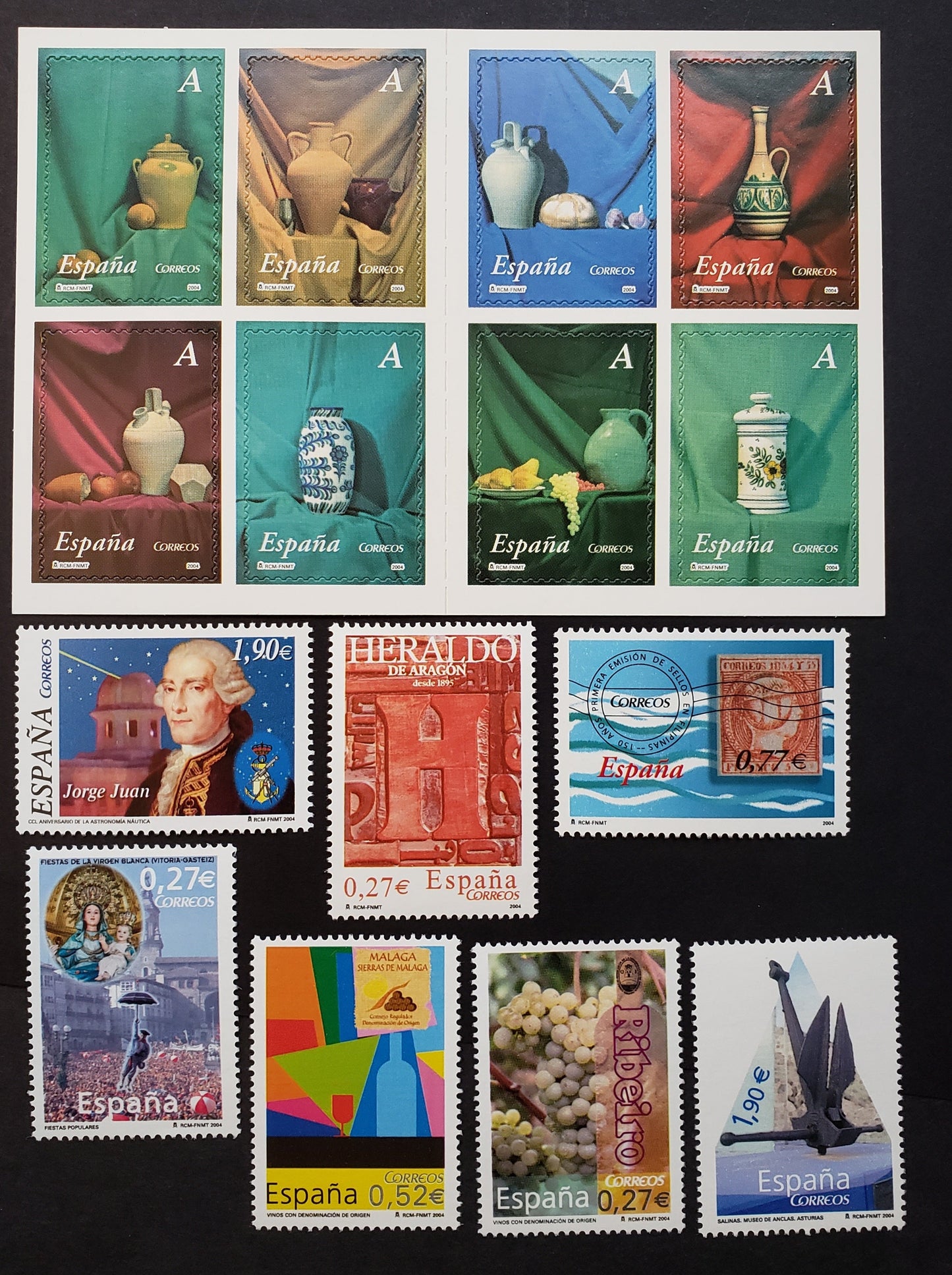 Lot 241 Spain SC#3309/3317 2004 Anchor Museum / Nautical Astronomy Issue, 7 VFNH Singles And A Booklet Of 8, Click on Listing to See ALL Pictures, 2017 Scott Classic Cat. $19.95